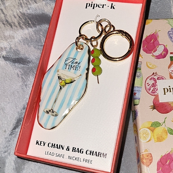 Piper K Other - Piper K Martini Design Key Chain & Bag Charm with Olives BNIB Fob